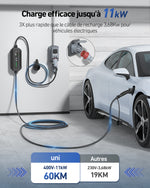 Tipo uni 2 estación de carga portátil de carga del coche eléctrico de 3 fases del cable 11kW los 7m de EV