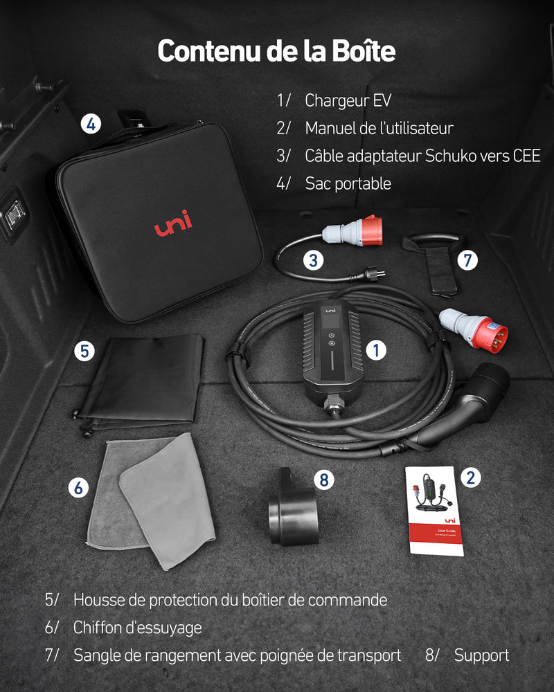 uni зарядный кабель для электромобилей типа 2, 11 кВт, 7 м, портативная трехфазная зарядная станция для электромобилей