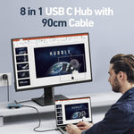 USB C ハブ 4K HDMI 8 in 1 USB アダプター、1G イーサネット、100W PD