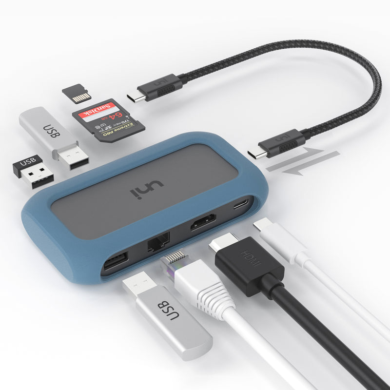 Concentrador USB-C 8 en 1 | Cable desmontable | Unión Pro