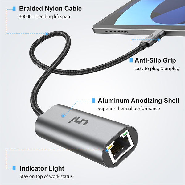 USB C 2.5G イーサネット アダプター、RJ45/LAN - Type C