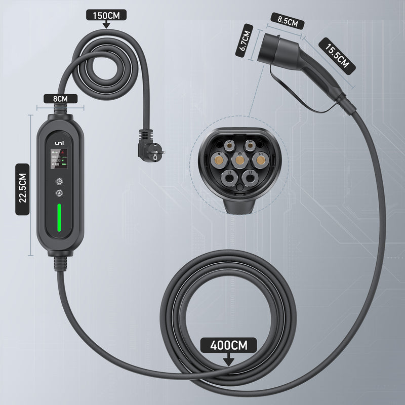 uni Tipo 2 Cable de carga 3,68 kW, monofásico | 6-16A