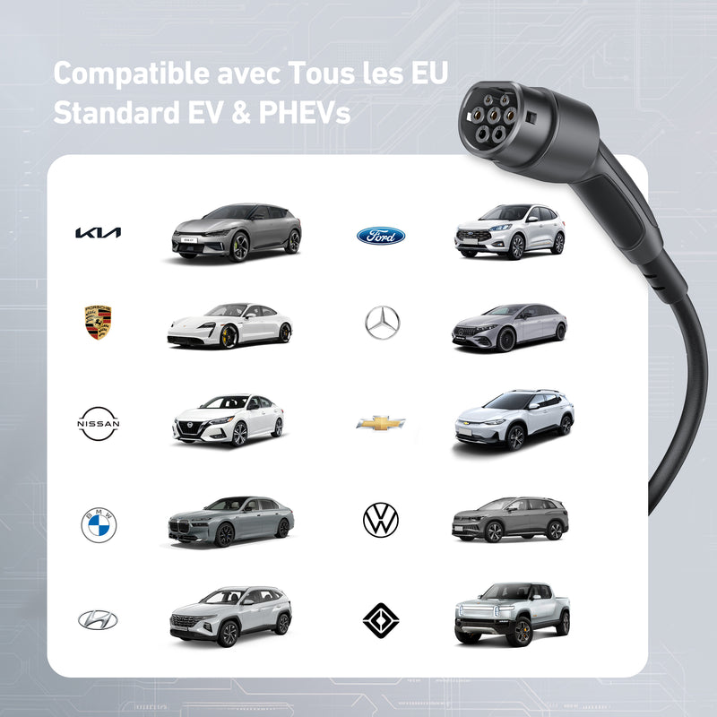 uni Tipo 2 Cable de carga 3,68 kW, monofásico | 6-16A