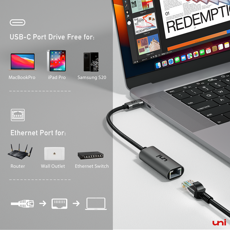 USB-C - イーサネット アダプタ 1G | 迅速