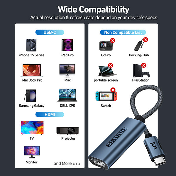 Adaptador USB-C a HDMI 8K | PANTALLA ++