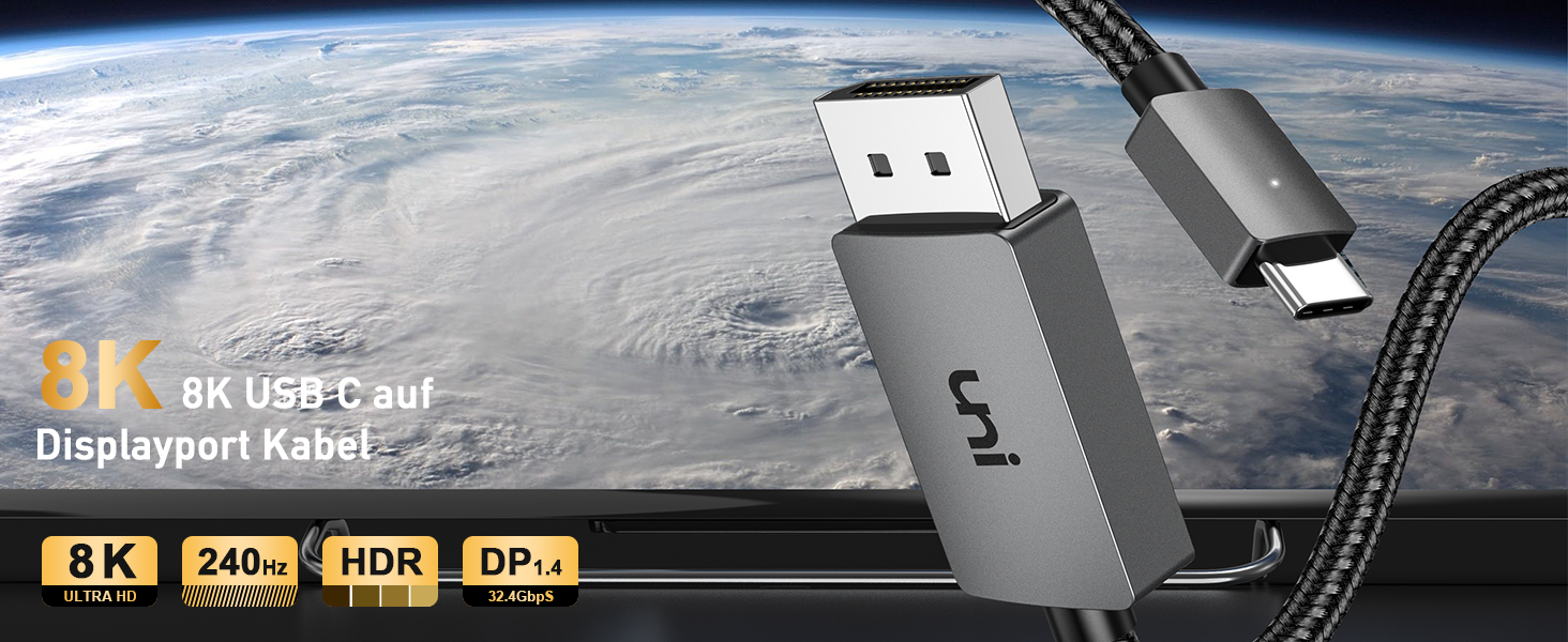 Кабель USB C — DisplayPort, 8K, 60 Гц, качественный игровой кабель DP | он®  - uni