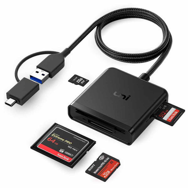カードリーダー、SD/TF/MS/CF、デュアルコネクタカードアダプター