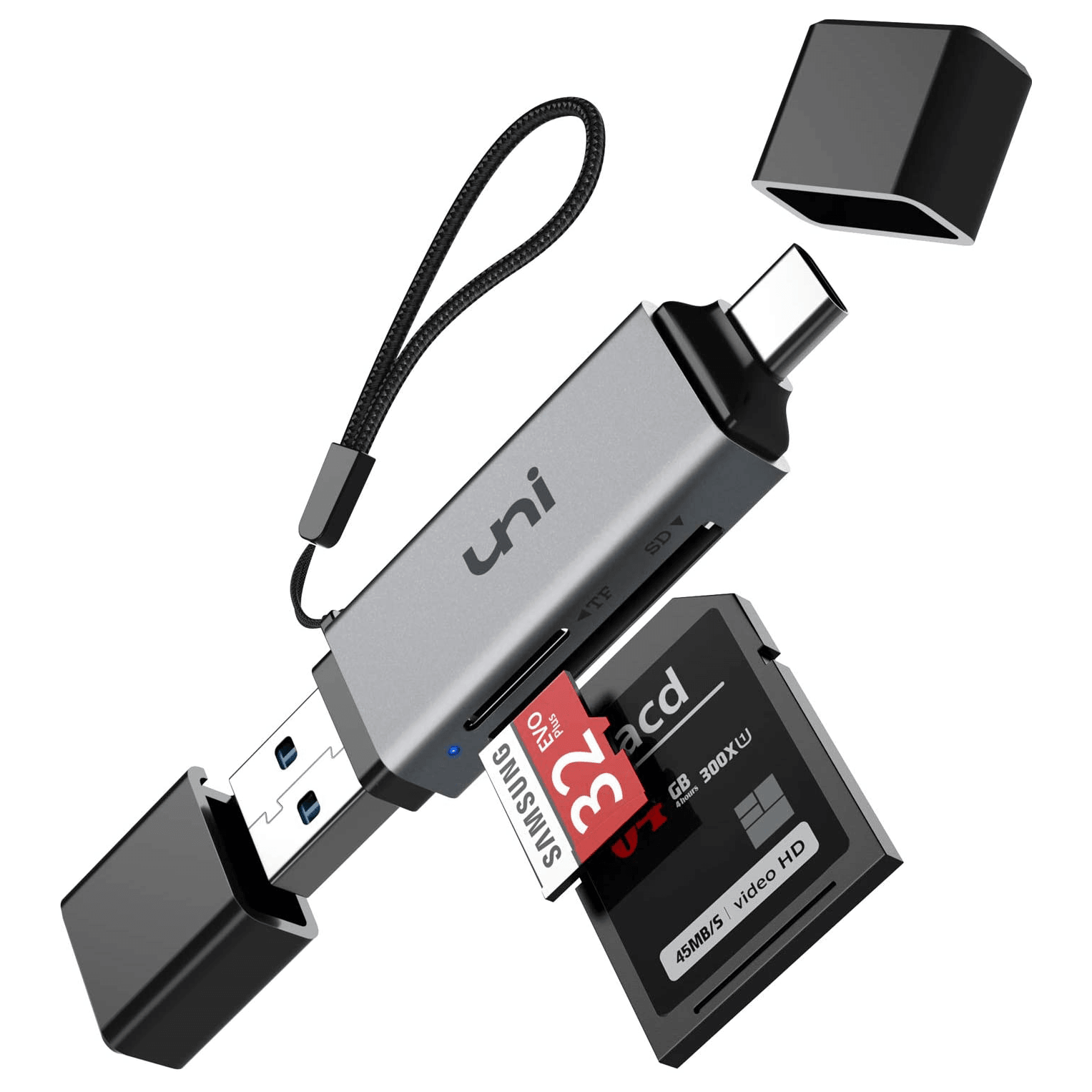 SD Card Reader, Magnetic Cap Triangle Memory Card for iPhone/iPad, USB C  and USB A - W1106 - IdeaStage Promotional Products